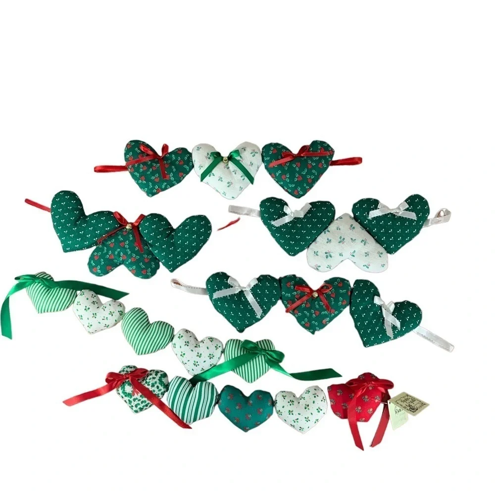 Vintage 90s Handmade Christmas Holiday Love Heart | Lot of - 16 ornaments